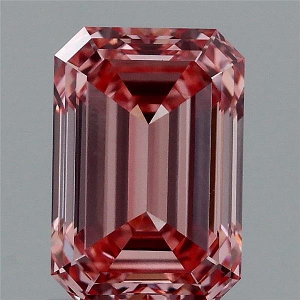 1.51ct Emerald FANCY VIVID PINK VS1 Lab Created Diamond