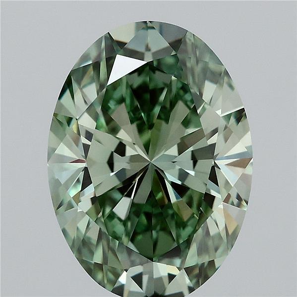 4.08ct Oval FANCY VIVID GREEN VVS2 Lab Created Diamond