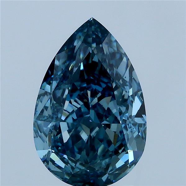 3.15ct Pear FANCY VIVID GREEN BLUE VS2 Lab Created Diamond