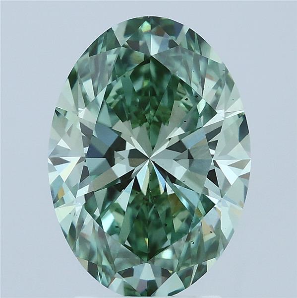 3.02ct Oval FANCY VIVID GREEN VS2 Lab Created Diamond