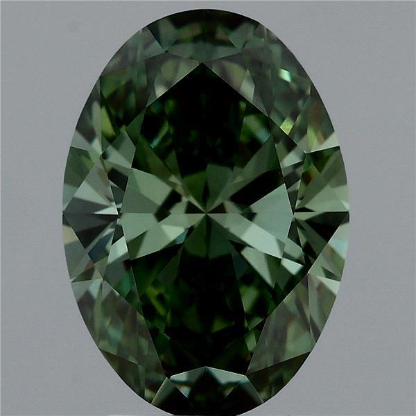 3.51ct Oval FANCY VIVID GREEN VVS2 Lab Created Diamond