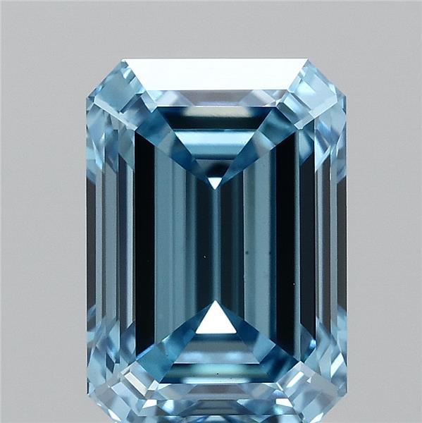 1.69ct Emerald FANCY VIVID BLUE VS1 Lab Created Diamond
