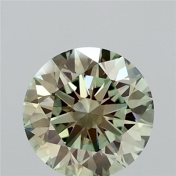 4.08ct Round FANCY YELLOWISH GREEN VS2 Lab Created Diamond