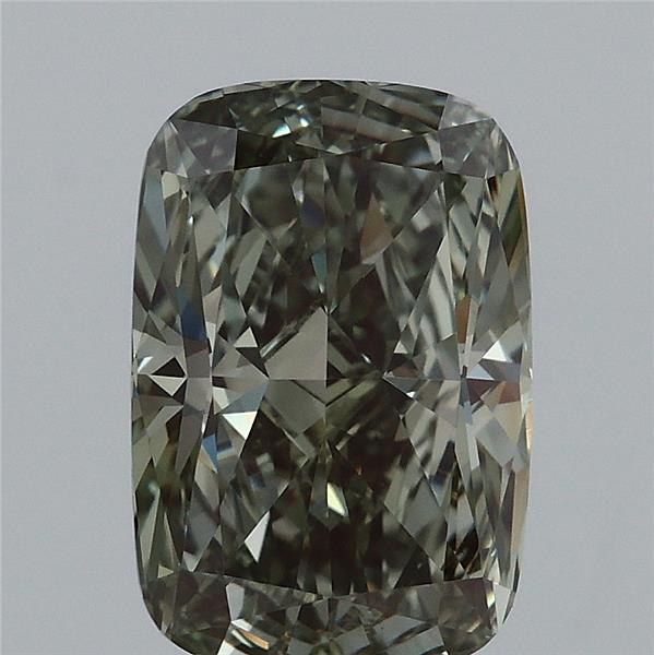 2.51ct Cushion FANCY VIVID GREEN VVS2 Lab Created Diamond