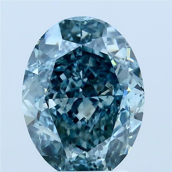 3.54ct Oval FANCY VIVID GREEN BLUE VS1 Lab Created Diamond