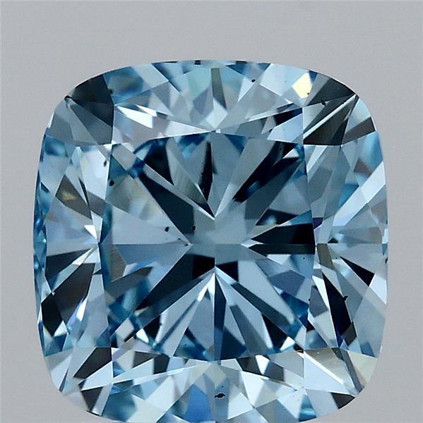 3.02ct Cushion FANCY VIVID BLUE VS2 Lab Created Diamond