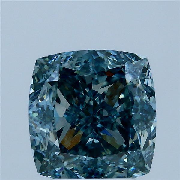 3.15ct Cushion FANCY VIVID BLUE GREEN VS2 Lab Created Diamond