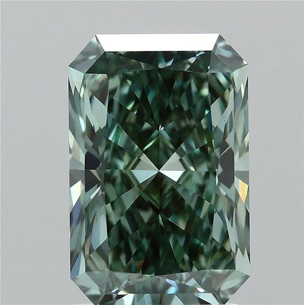 2.07ct Radiant FANCY VIVID GREEN VS1 Lab Created Diamond