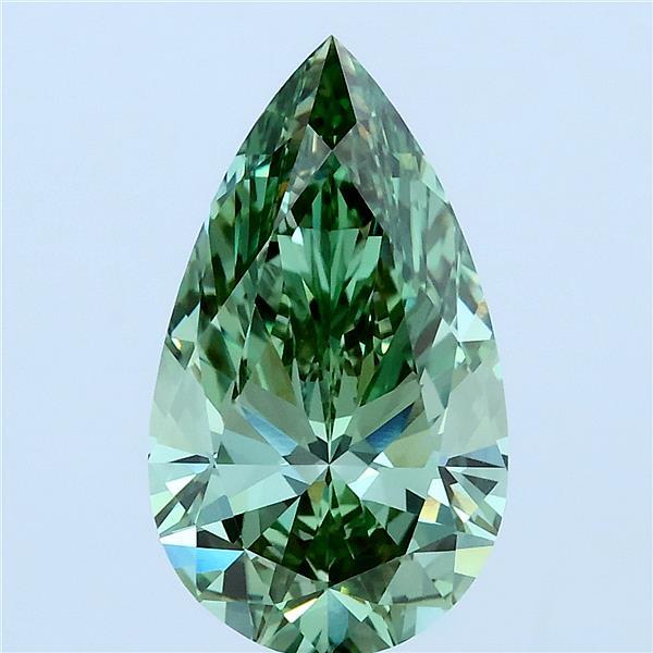 3ct Pear FANCY VIVID GREEN VVS2 Lab Created Diamond