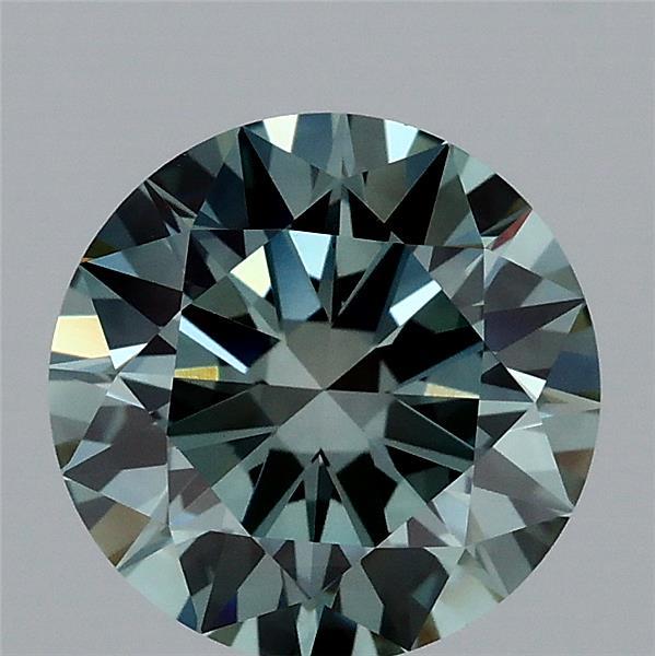 1.86ct Round FANCY VIVID GREEN BLUISH VS1 Lab Created Diamond