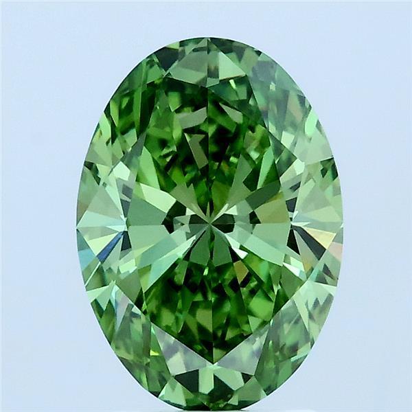 2.01ct Oval FANCY VIVID GREEN VVS1 Lab Created Diamond