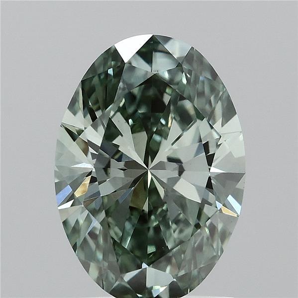 1.52ct Oval FANCY VIVID GREEN VS1 Lab Created Diamond