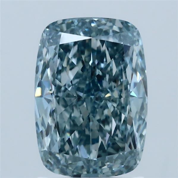 2.04ct Cushion FANCY VIVID GREENISH BLUE VS1 Lab Created Diamond