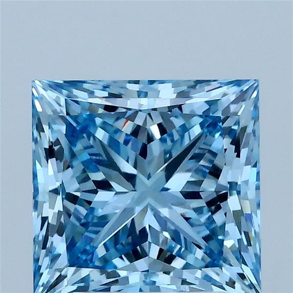 2.51ct Princess FANCY VIVID BLUE VS1 Lab Created Diamond
