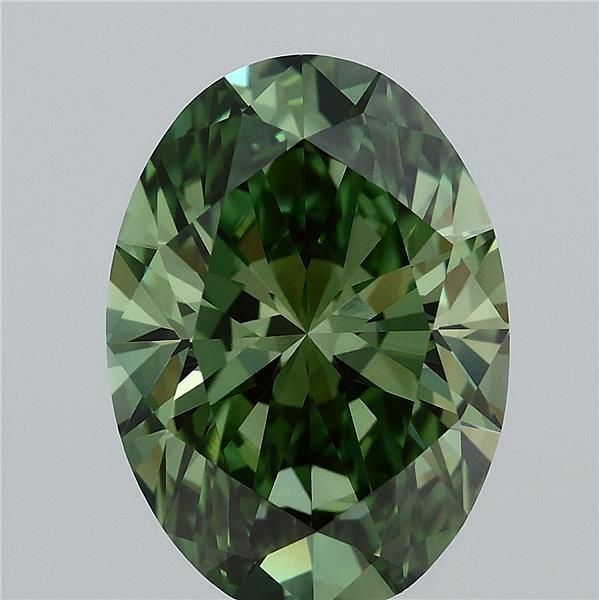 3.04ct Oval FANCY VIVID GREEN VVS2 Lab Created Diamond