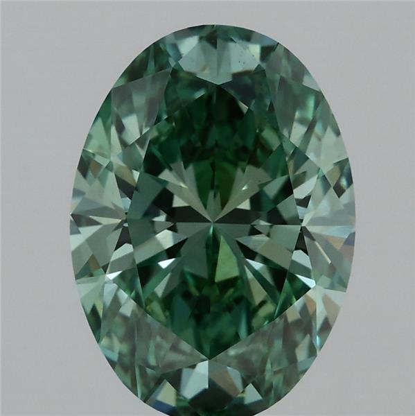 3.03ct Oval FANCY VIVID GREEN VS1 Lab Created Diamond