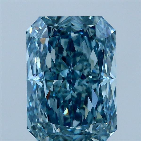 3.23ct Radiant FANCY VIVID GREENISH BLUE VS1 Lab Created Diamond
