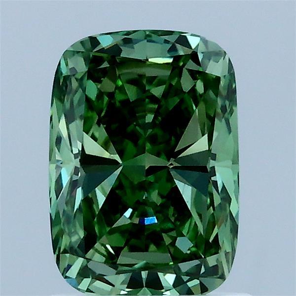 1.26ct Cushion FANCY VIVID GREEN VVS2 Lab Created Diamond