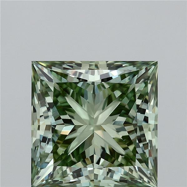 5.04ct Princess FANCY VIVID GREEN VVS2 Lab Created Diamond