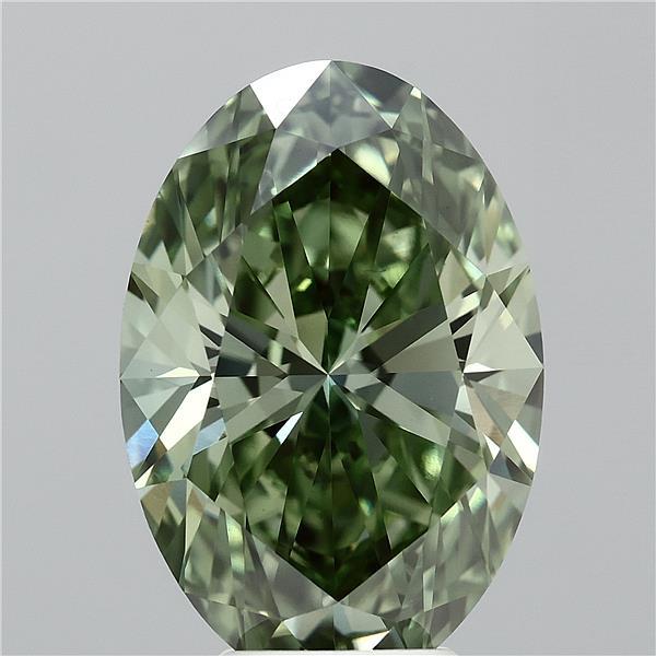 5.17ct Oval FANCY VIVID GREEN VS1 Lab Created Diamond