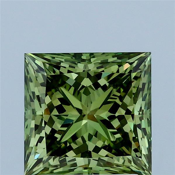 2.16ct Princess FANCY VIVID GREEN VVS2 Lab Created Diamond