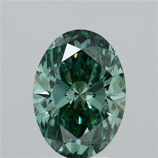 3.01ct Oval FANCY VIVID GREEN VS2 Lab Created Diamond