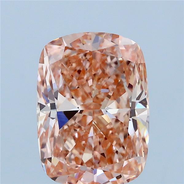 3ct Cushion FANCY INTENSE ORANGY PINK VS1 Lab Created Diamond