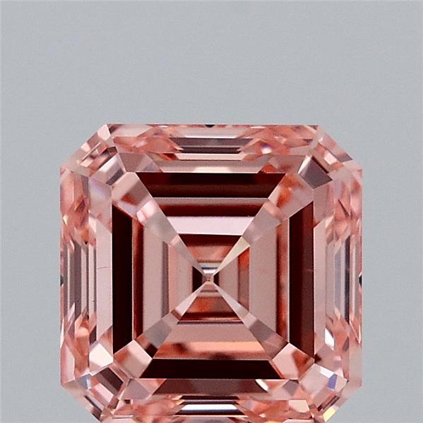 2ct Asscher FANCY INTENSE ORANGY PINK VS1 Lab Created Diamond
