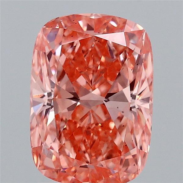 2.02ct Cushion FANCY VIVID ORANGY PINK VS2 Lab Created Diamond
