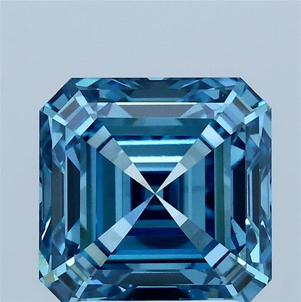 2.59ct Asscher FANCY VIVID BLUE VVS2 Lab Created Diamond