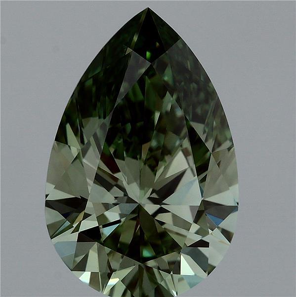 4.02ct Pear FANCY VIVID GREEN VVS2 Lab Created Diamond