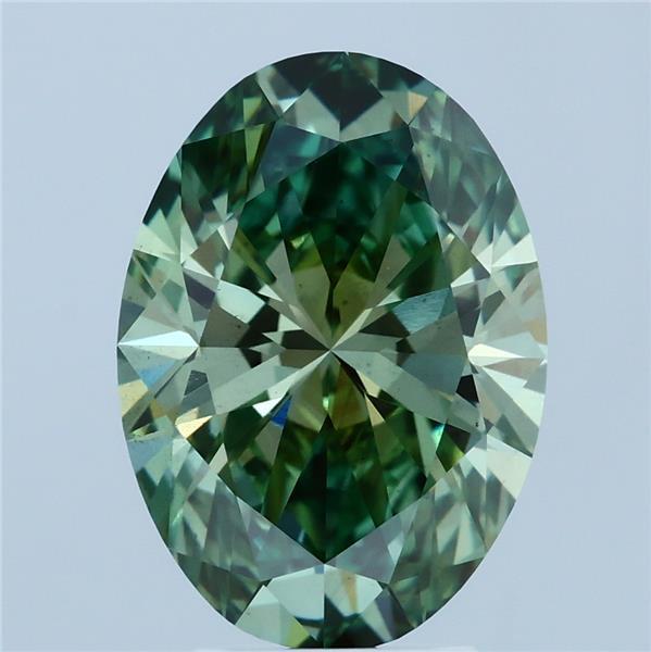 4.03ct Oval FANCY VIVID GREEN VS2 Lab Created Diamond