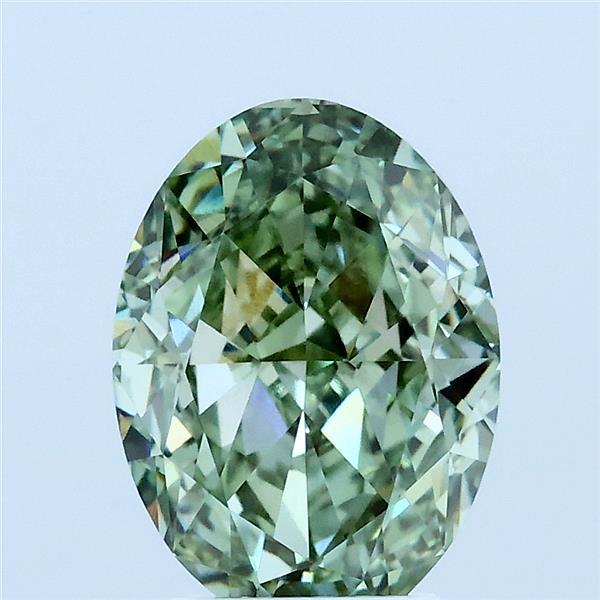 3.01ct Oval FANCY VIVID GREEN VVS2 Lab Created Diamond