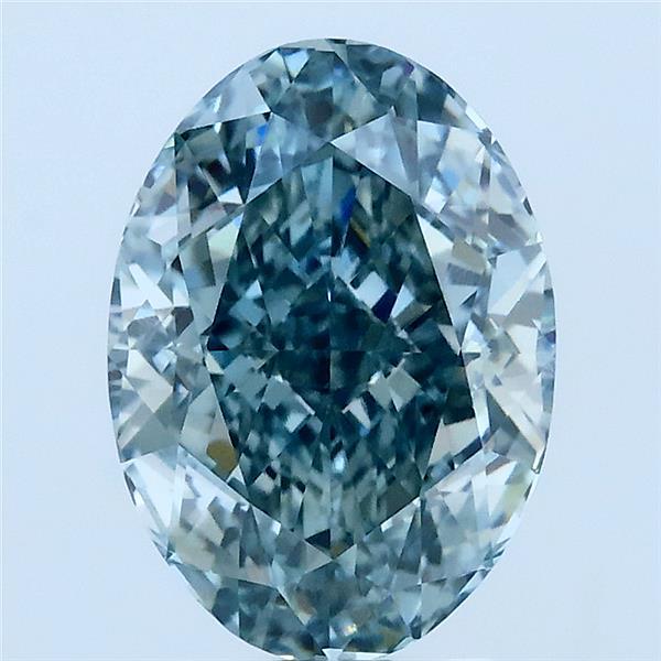 3.08ct Oval FANCY INTENSE GREENISH BLUE VS1 Lab Created Diamond