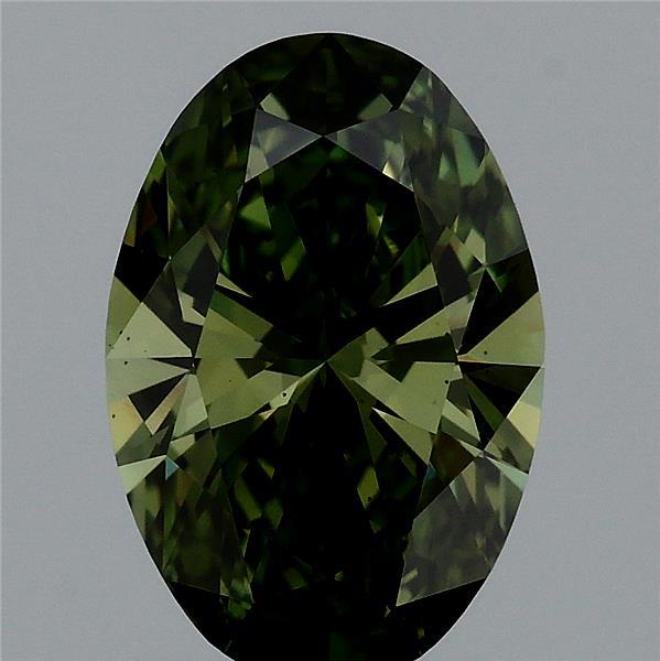 1.55ct Oval FANCY VIVID GREEN VS2 Lab Created Diamond
