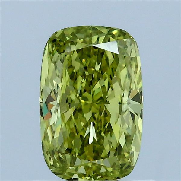 1.02ct Cushion FANCY INTENSE YELLOW GREENISH VVS2 Lab Created Diamond