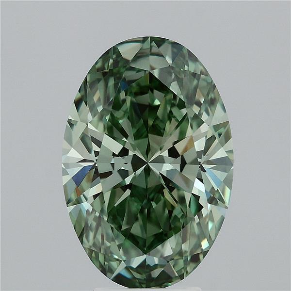 5.09ct Oval FANCY VIVID GREEN VVS2 Lab Created Diamond