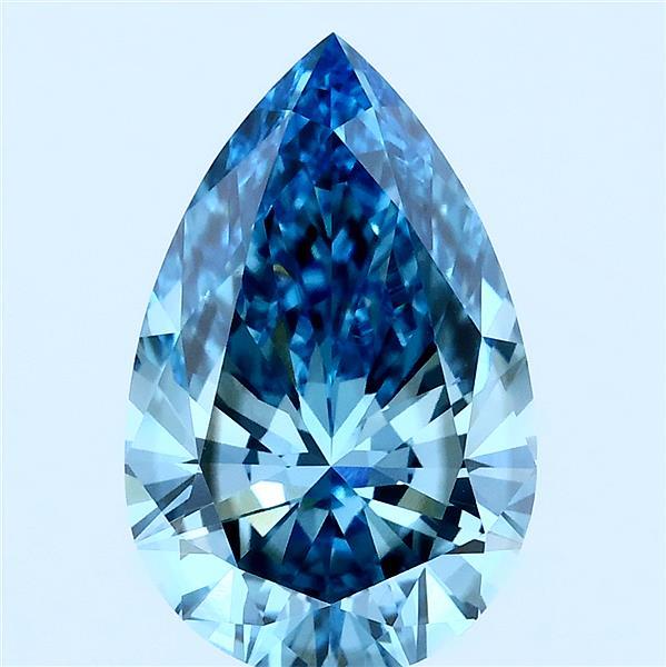 3.5ct Pear FANCY VIVID BLUE VVS2 Lab Created Diamond