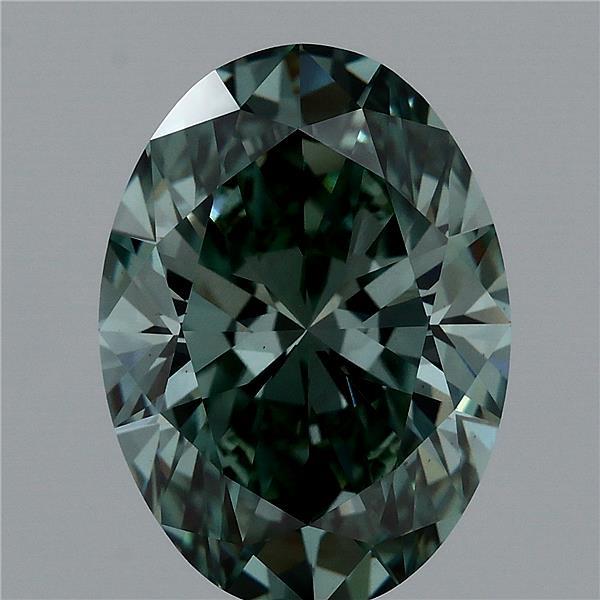 3.71ct Oval FANCY VIVID GREEN VS1 Lab Created Diamond