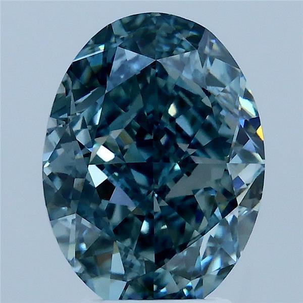 3.28ct Oval FANCY VIVID GREENISH BLUE VVS2 Lab Created Diamond