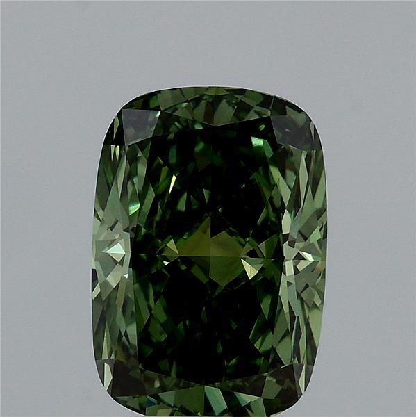 3ct Cushion FANCY VIVID GREEN VVS2 Lab Created Diamond
