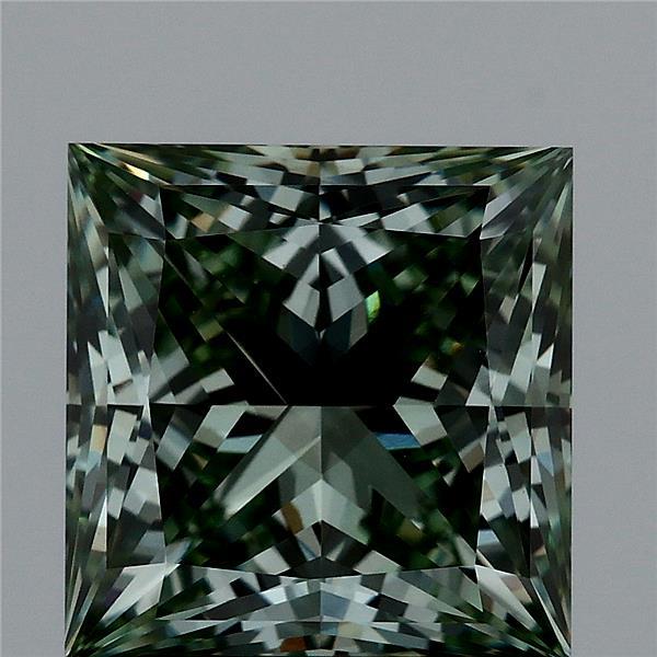 3.18ct Princess FANCY VIVID GREEN VS1 Lab Created Diamond