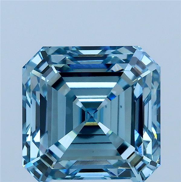 4.05ct Asscher FANCY VIVID BLUE VS1 Lab Created Diamond