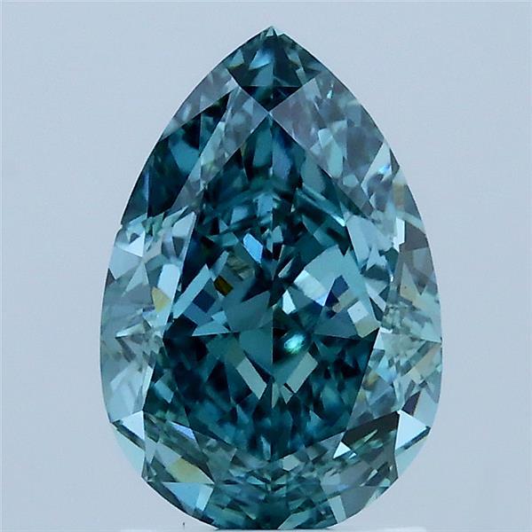 2.05ct Pear FANCY VIVID GREEN BLUISH VS1 Lab Created Diamond