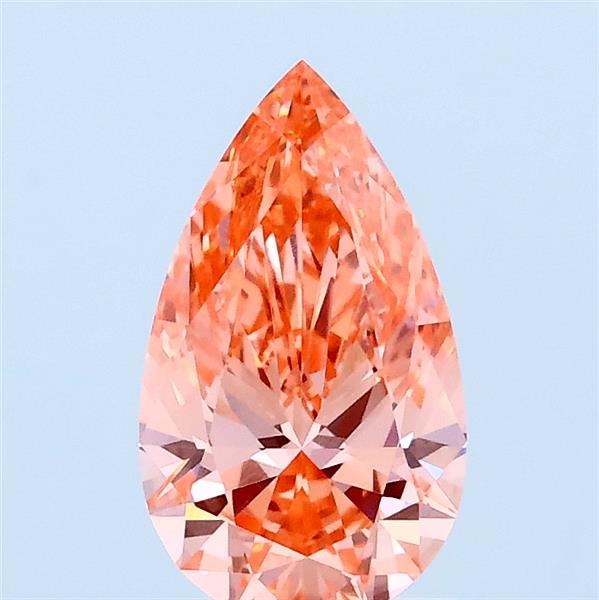1.1ct Pear FANCY VIVID ORANGY PINK VVS2 Lab Created Diamond