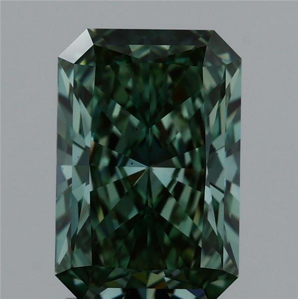 2.1ct Radiant FANCY VIVID GREEN VS2 Lab Created Diamond