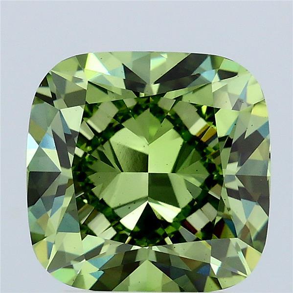 3ct Cushion FANCY VIVID GREEN VS2 Lab Created Diamond