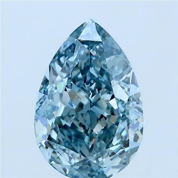 2.55ct Pear FANCY VIVID GREEN BLUE VS1 Lab Created Diamond