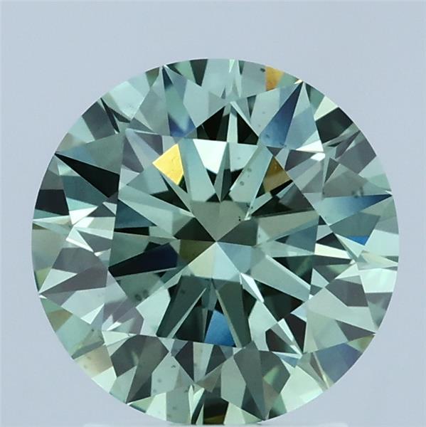 2ct Round FANCY VIVID GREEN VS2 Lab Created Diamond