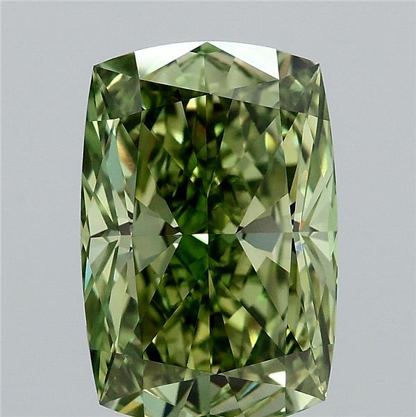 3.11ct Cushion FANCY VIVID GREEN VVS2 Lab Created Diamond
